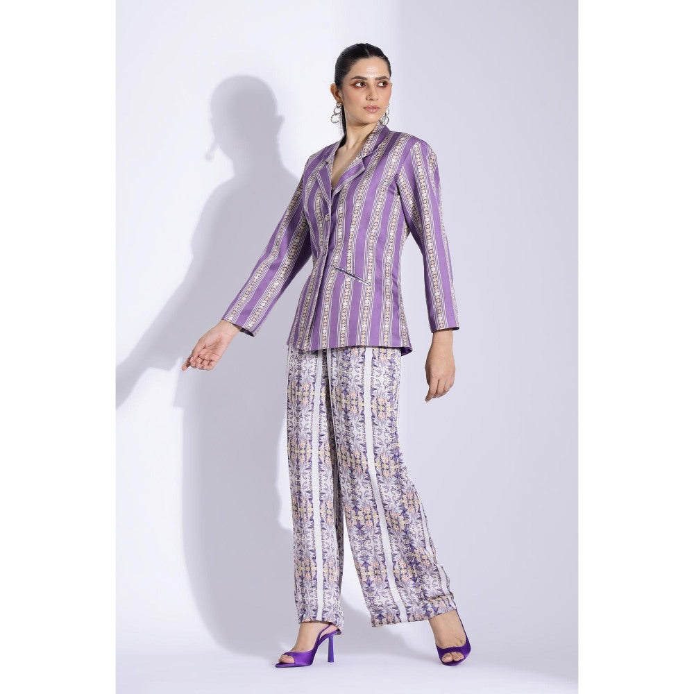Studio Surbhi Purple Printed Close Fit Blazer