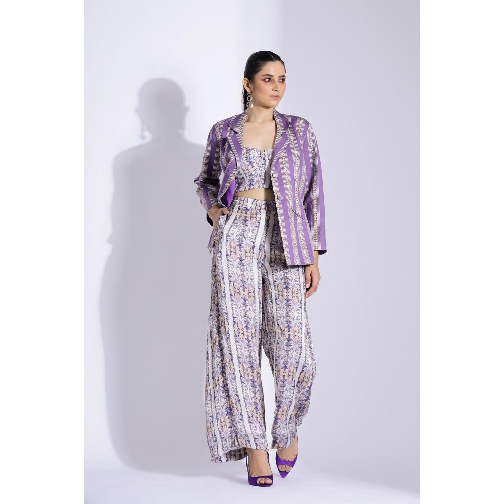 Studio Surbhi Purple Printed Close Fit Blazer