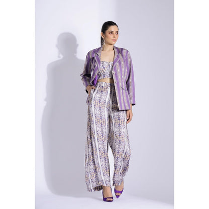 Studio Surbhi Purple Printed Close Fit Blazer