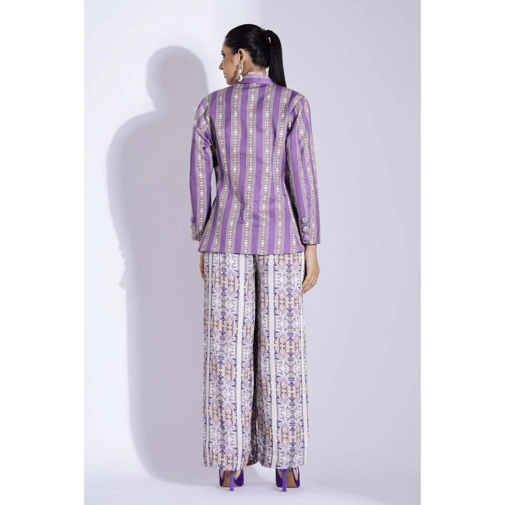 Studio Surbhi Purple Printed Close Fit Blazer