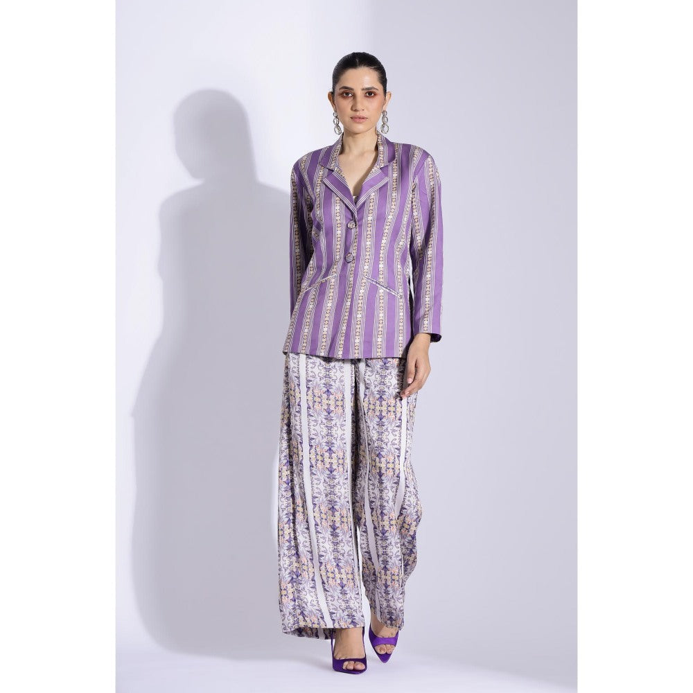 Studio Surbhi Purple Printed Close Fit Blazer