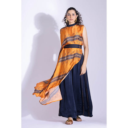 Studio Surbhi Multicolor Georgette Satin Embellished Kurta with Pant and Belt (Set of 3)