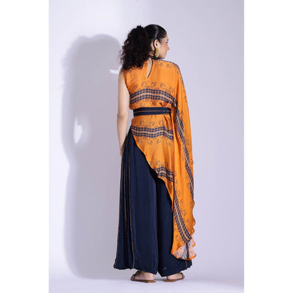 Studio Surbhi Multicolor Georgette Satin Embellished Kurta with Pant and Belt (Set of 3)