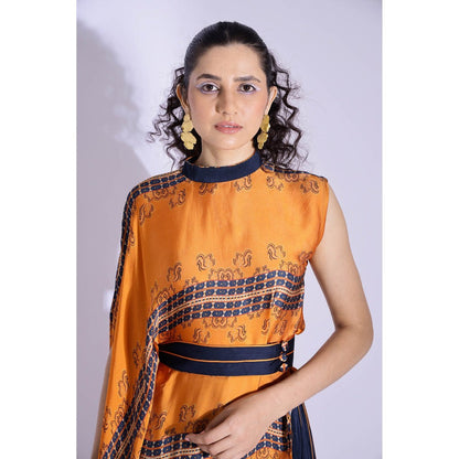 Studio Surbhi Multicolor Georgette Satin Embellished Kurta with Pant and Belt (Set of 3)