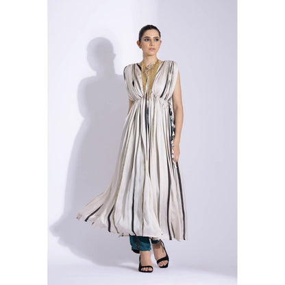 Studio Surbhi Multicolor Georgette Satin Embellished Kurta with Pant and Blouse (Set of 3)