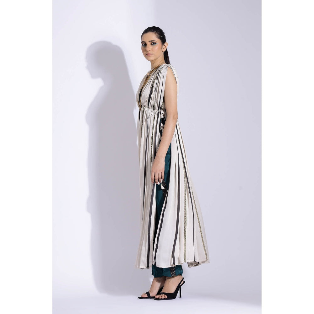 Studio Surbhi Multicolor Georgette Satin Embellished Kurta with Pant and Blouse (Set of 3)