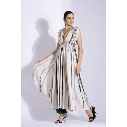 Studio Surbhi Multicolor Georgette Satin Embellished Kurta with Pant and Blouse (Set of 3)