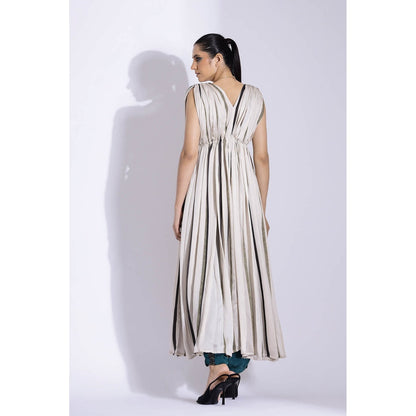 Studio Surbhi Multicolor Georgette Satin Embellished Kurta with Pant and Blouse (Set of 3)