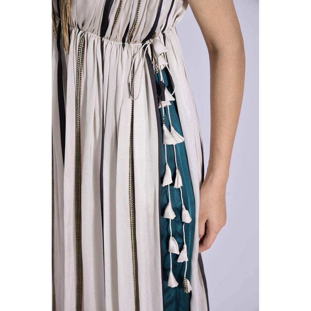 Studio Surbhi Multicolor Georgette Satin Embellished Kurta with Pant and Blouse (Set of 3)