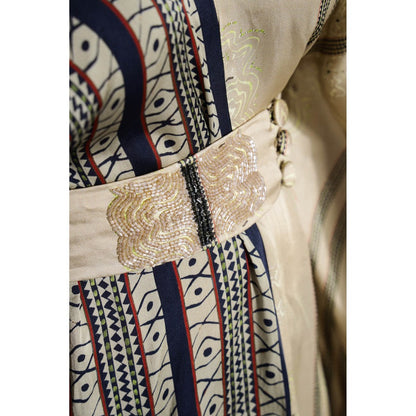 Studio Surbhi Georgette Satin Embellished Kaftan with Belt (Set of 2)