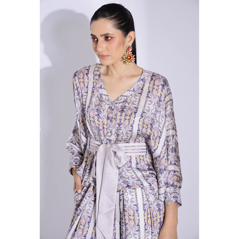 Studio Surbhi Grey Kimono Printed Co-Ord (Set of 3)