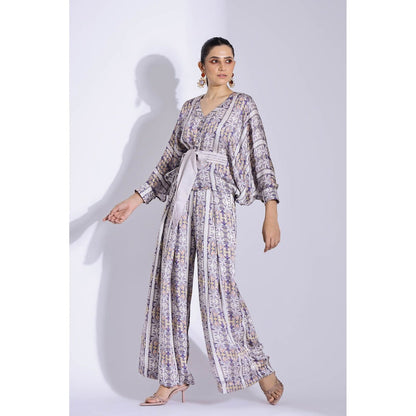 Studio Surbhi Grey Kimono Printed Co-Ord (Set of 3)