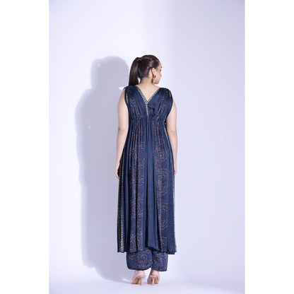 Studio Surbhi Georgette Satin Printed Kurta with Blouse and Pant (Set of 3)