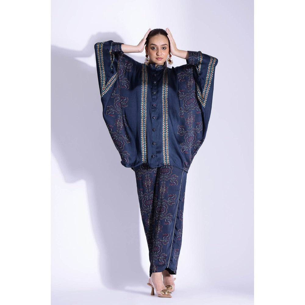 Studio Surbhi Georgette Satin Kimono Printed Co Ord (Set of 2)