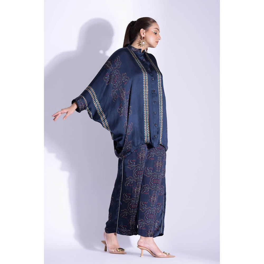 Studio Surbhi Georgette Satin Kimono Printed Co Ord (Set of 2)