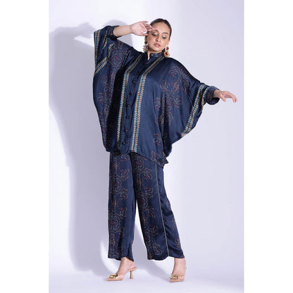 Studio Surbhi Georgette Satin Kimono Printed Co Ord (Set of 2)