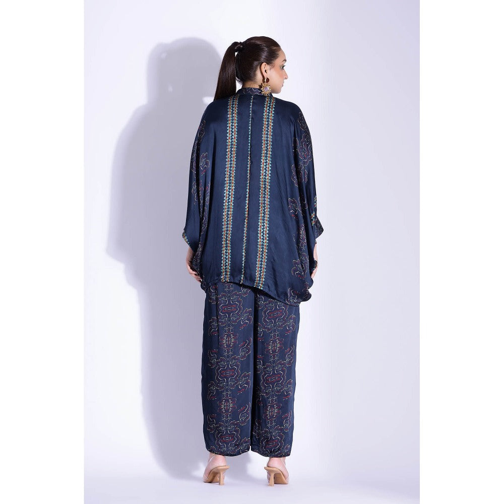 Studio Surbhi Georgette Satin Kimono Printed Co Ord (Set of 2)