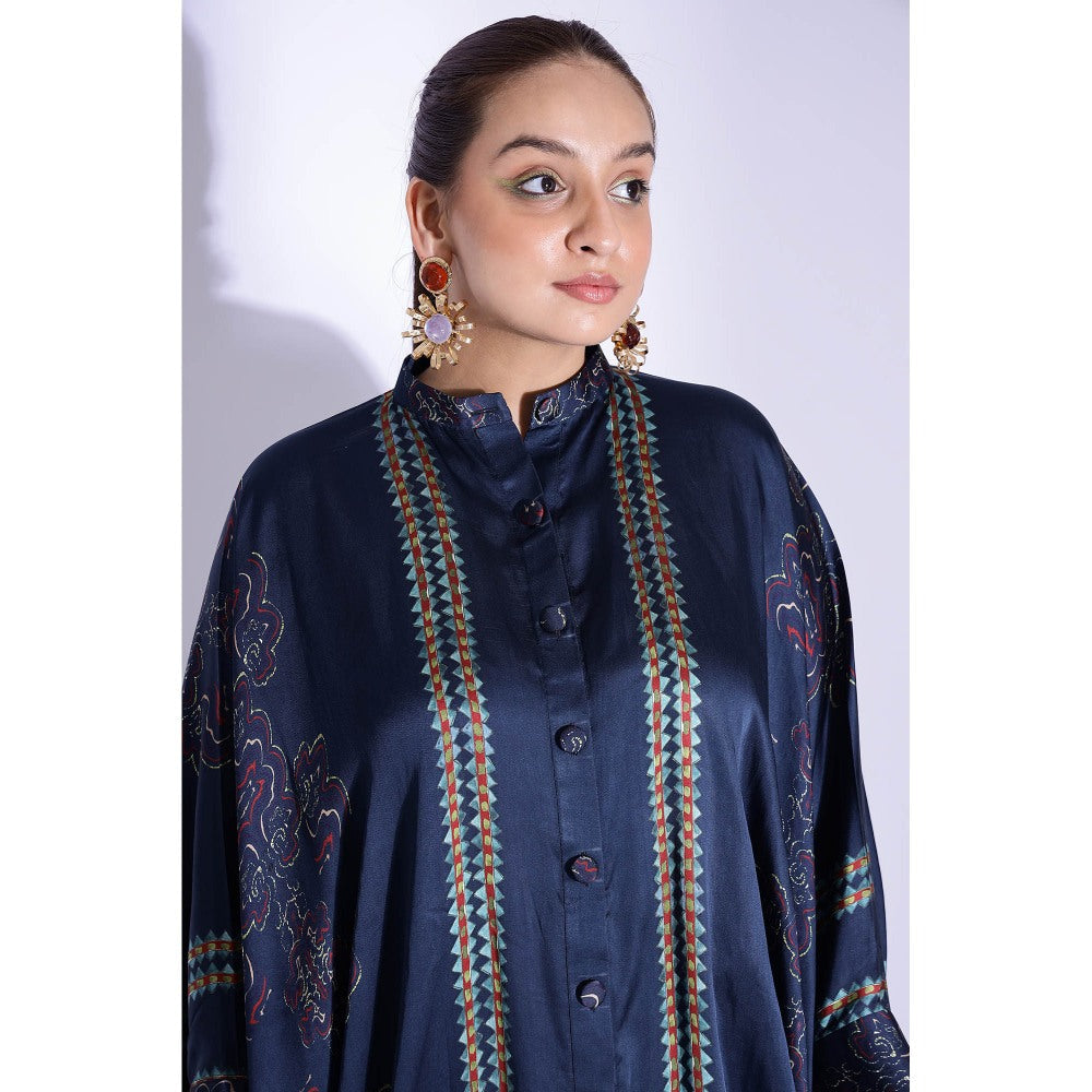 Studio Surbhi Georgette Satin Kimono Printed Co Ord (Set of 2)