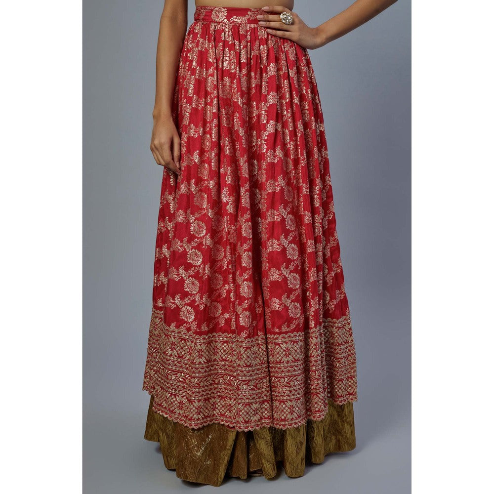 Studio A Blush Pink Embroidered Blouse with Lehenga, Dupatta and Jacket (Set of 4)