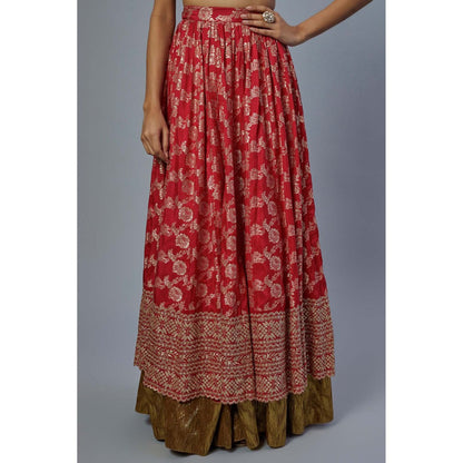 Studio A Blush Pink Embroidered Blouse with Lehenga, Dupatta and Jacket (Set of 4)