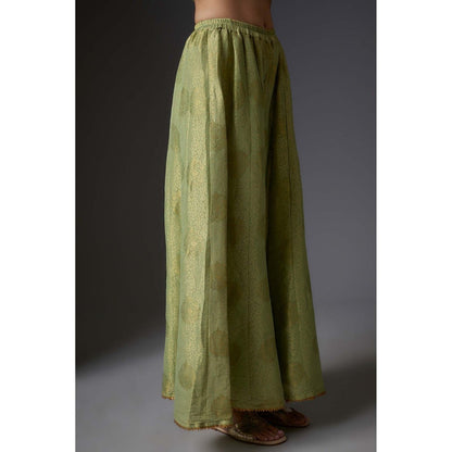 Studio A Green Banarasi Palazzo with Kurta and Dupatta (Set of 3)