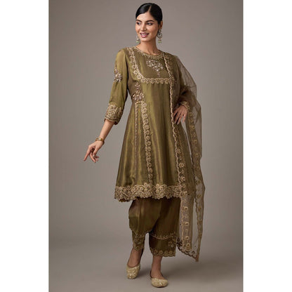 Studio A Green A-Line Short Anarkali with Salwar and Dupatta (Set of 3)