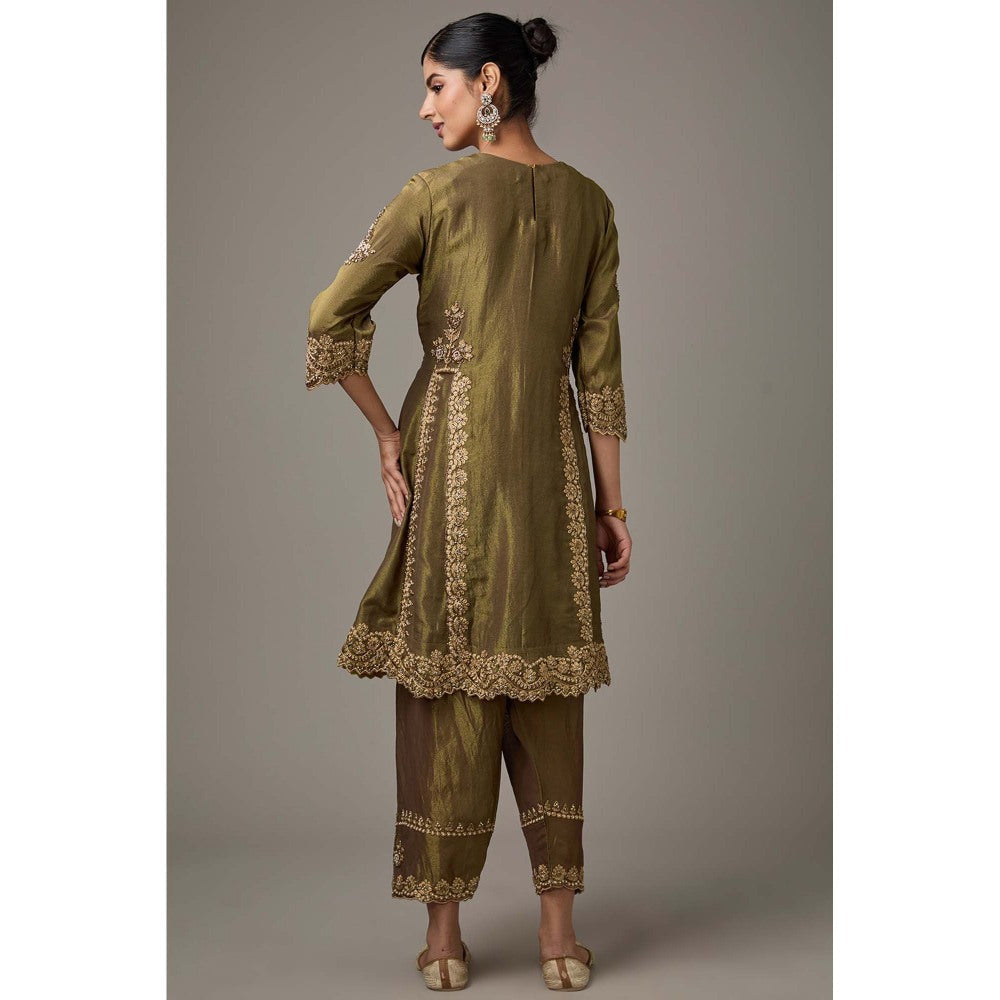 Studio A Green A-Line Short Anarkali with Salwar and Dupatta (Set of 3)