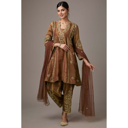 Studio A Maroon A-Line Short Anarkali with Salwar and Dupatta (Set of 3)