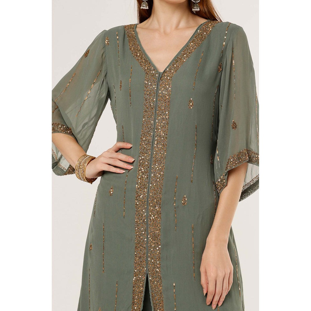 Studio A Olive Green Embroidered Kurta with Pant (Set of 2)