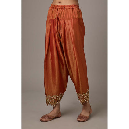 Studio A Rust Hand Embroidered Kurta with Salwar and Dupatta (Set of 3)