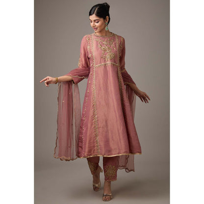 Studio A Pink Tissue Dori Hand Embroidered Kurta with Pant and Dupatta (Set of 3)