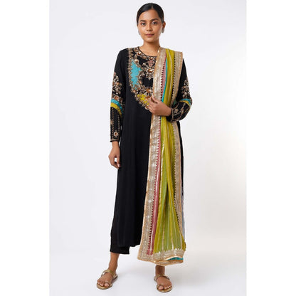 Studio A Black Embroidered Kurta with Pant and Dupatta (Set of 3)