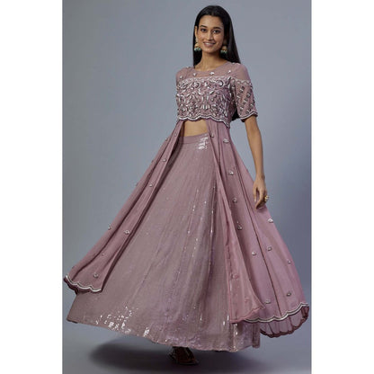Studio A Blush Purple Embroidered Lehenga with Kurta (Set of 2)