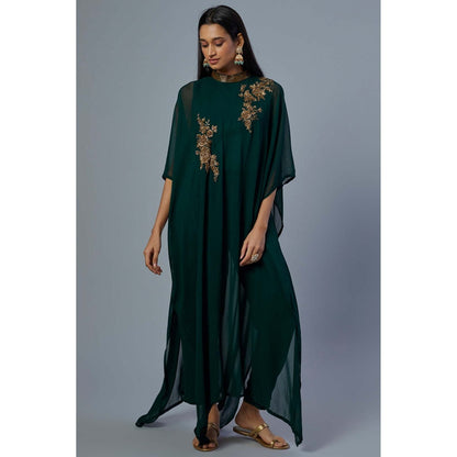 Studio A Emerald Green Embroidered Kaftan with Pant (Set of 2)