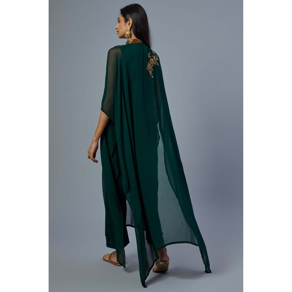Studio A Emerald Green Embroidered Kaftan with Pant (Set of 2)