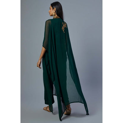 Studio A Emerald Green Embroidered Kaftan with Pant (Set of 2)