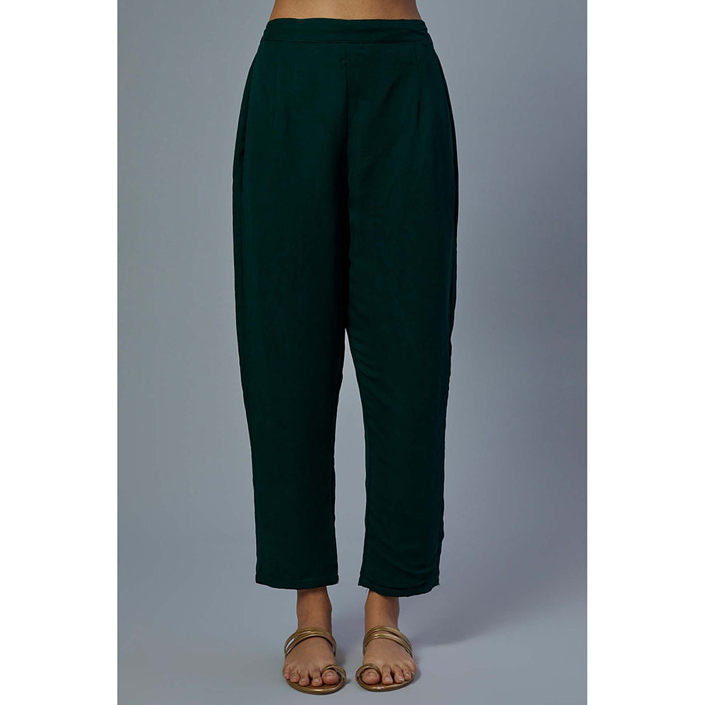 Studio A Emerald Green Embroidered Kaftan with Pant (Set of 2)