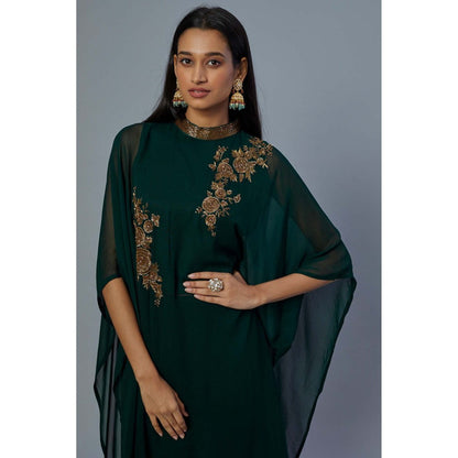Studio A Emerald Green Embroidered Kaftan with Pant (Set of 2)