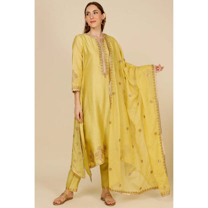 Studio A Yellow Gota Embroidered Kurta with Pant and Dupatta (Set of 3)
