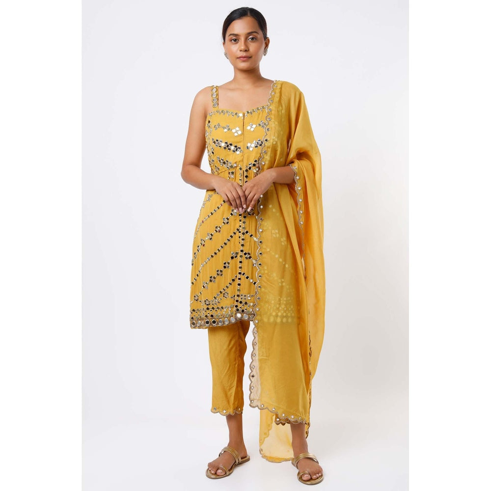Studio A Mustard Kurta with Pant and Dupatta (Set of 3)
