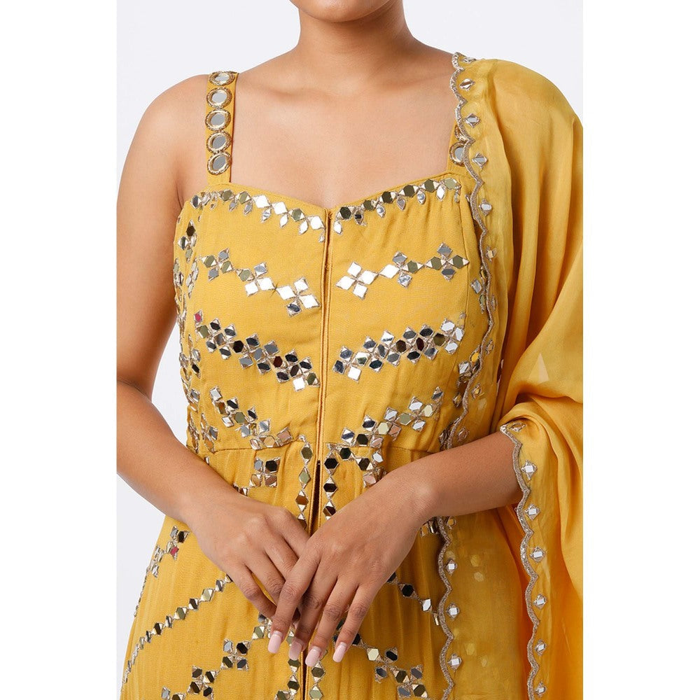 Studio A Mustard Kurta with Pant and Dupatta (Set of 3)