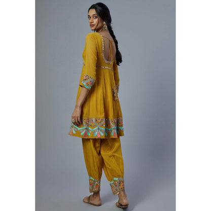 Studio A Yellow Georgette Anarkali with Salwar and Dupatta (Set of 3)