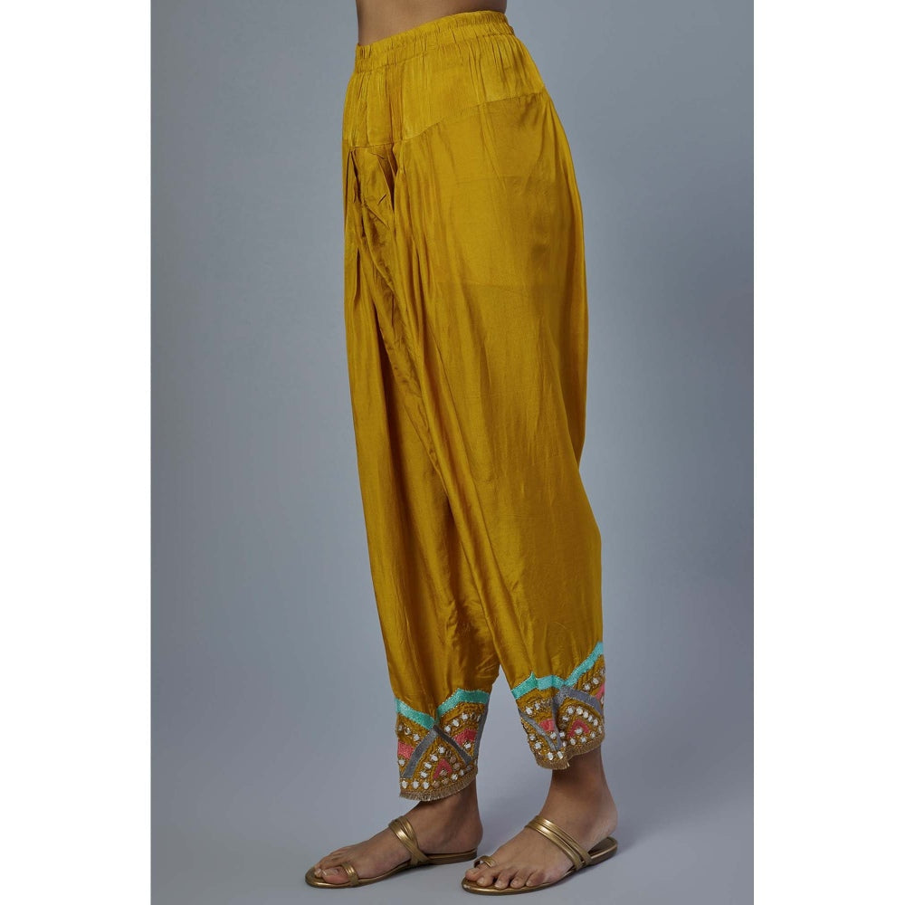 Studio A Yellow Georgette Anarkali with Salwar and Dupatta (Set of 3)