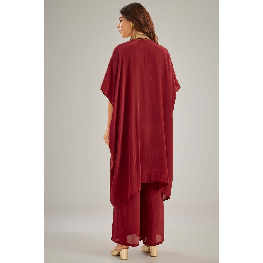 Studio A Maroon Kaftan with Palazzo (Set of 2)