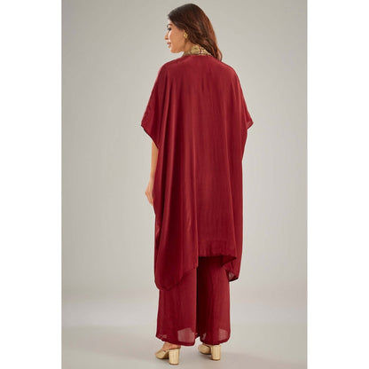Studio A Maroon Kaftan with Palazzo (Set of 2)