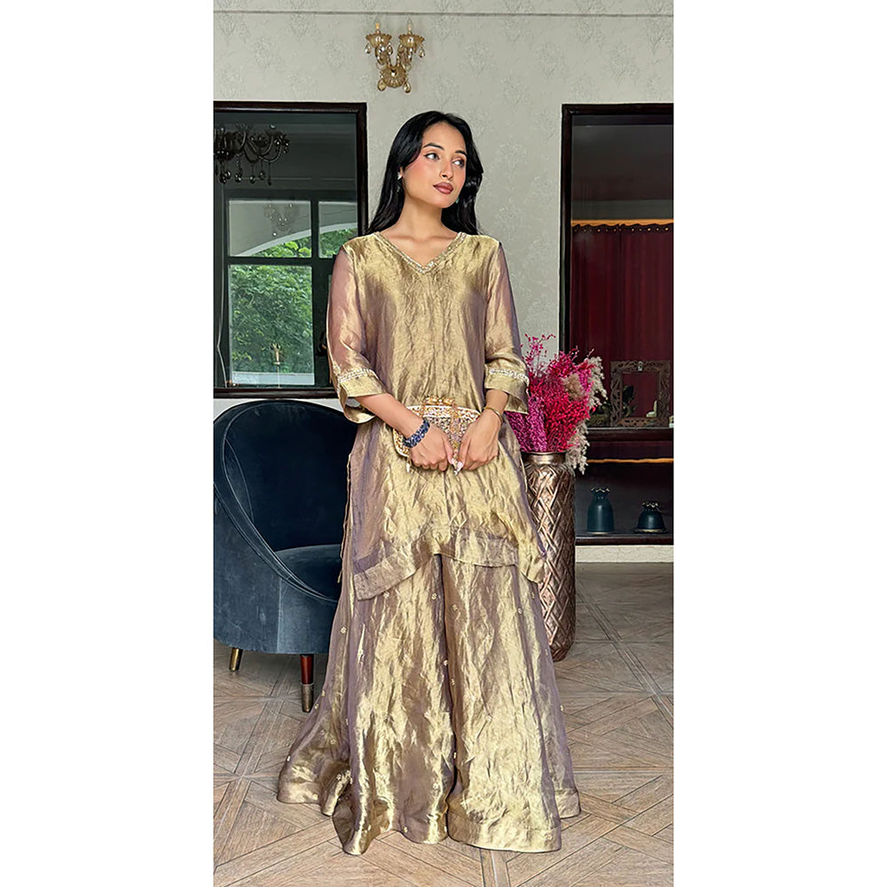 Studio Chiraiya Gold Hand Work Palazzo with Kurta (Set of 2)