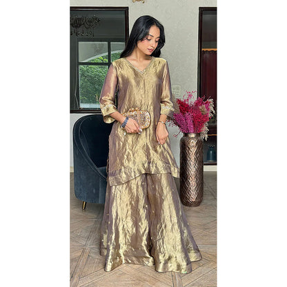 Studio Chiraiya Gold Hand Work Palazzo with Kurta (Set of 2)