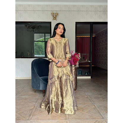 Studio Chiraiya Gold Hand Work Palazzo with Kurta (Set of 2)