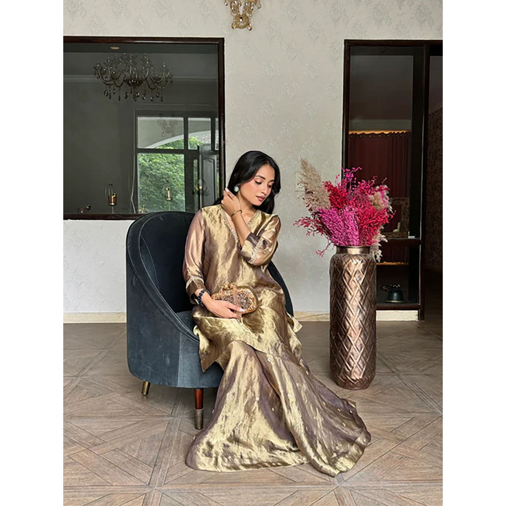 Studio Chiraiya Gold Hand Work Palazzo with Kurta (Set of 2)