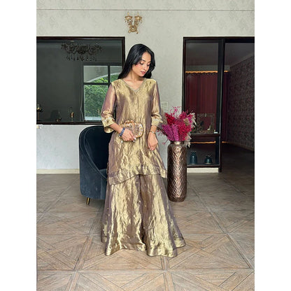 Studio Chiraiya Gold Hand Work Palazzo with Kurta (Set of 2)